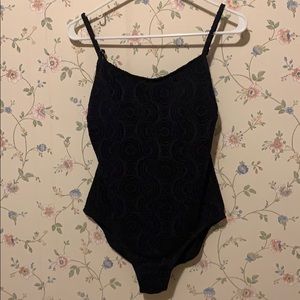 Black Knit One Piece Swim Suit